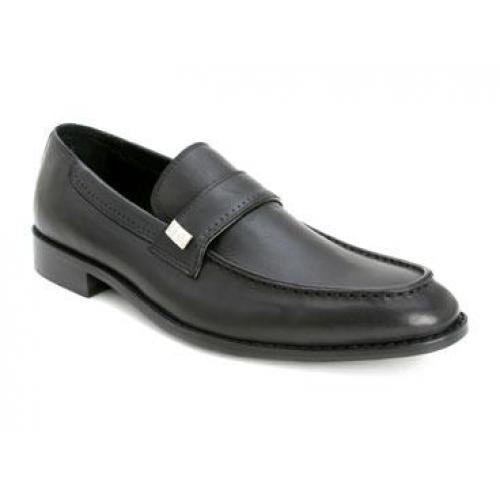 Bacco Bucci "Kruthers" Black Genuine Soft Supple Calfskin Loafer Shoes